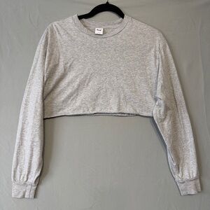 TNA Aritzia Womens Long Sleeve Cropped Tee Size Small Grey Cotton New Preppy